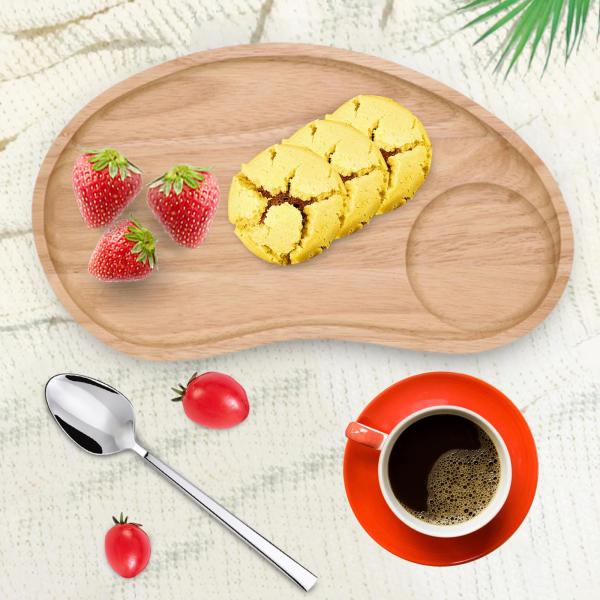 木製プレートカウンターオーガナイザー 木製サービングトレイ スナック コーヒー カップケーキ カシューナッツ型