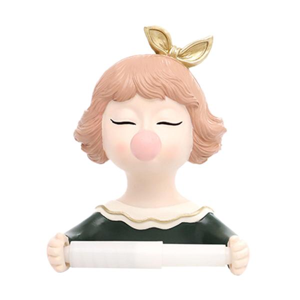 バスルームオーガナイザー 漫画ティッシュロールホルダー リビングルーム トイレ用 グリーン