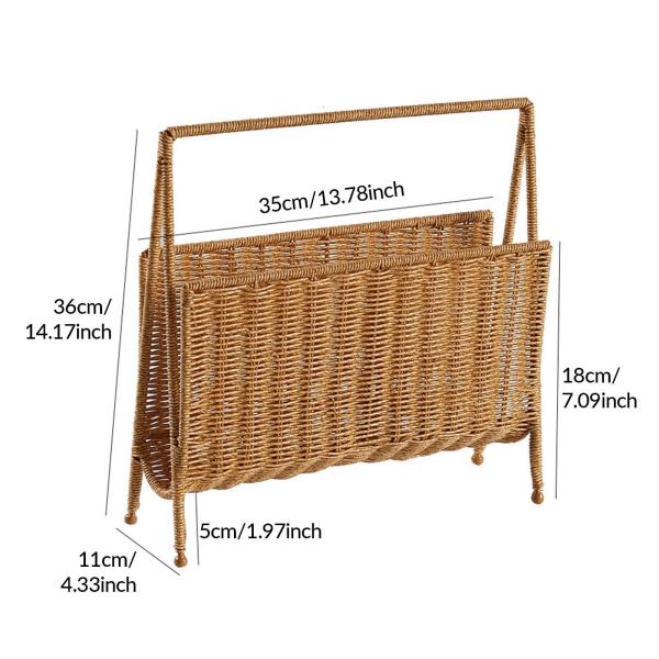  ディスプレイスタンド 本収納 編み込みバスケット 実用的なスタンディングシェルフ 新聞ホルダー コーヒーショップ用 室内装飾