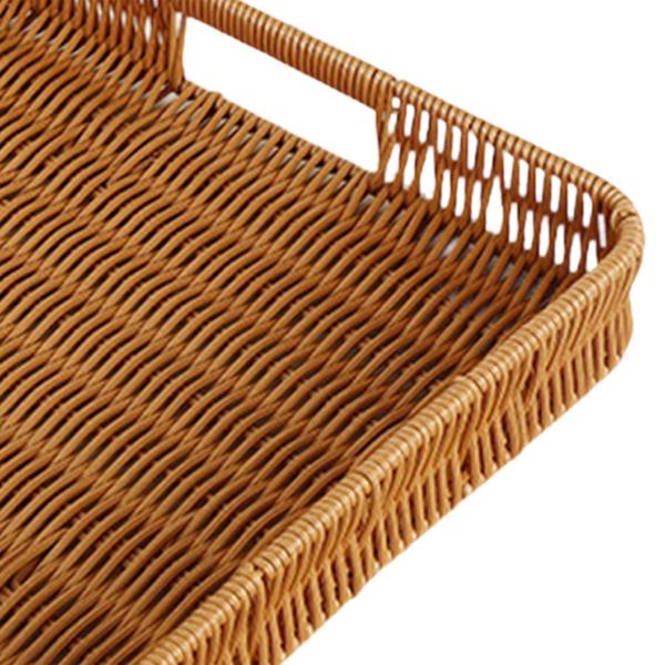 スクエアサービングバスケット イミテーションラタン ブレッドバスケット フルーツドリンク キッチン用 M