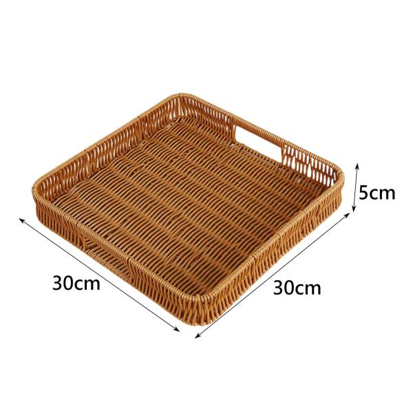 スクエアサービングバスケット イミテーションラタン ブレッドバスケット フルーツドリンク キッチン用 M