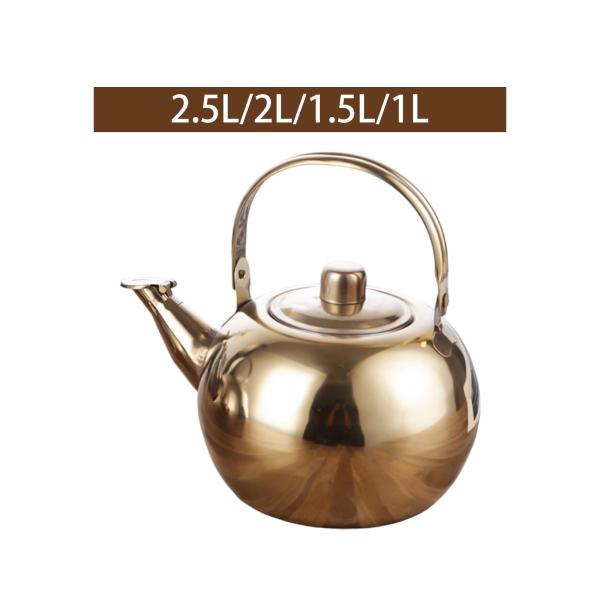 ステンレススチール製ティーポット ウォーターケトル キャンプ用 家庭用 茶葉 2.5L
