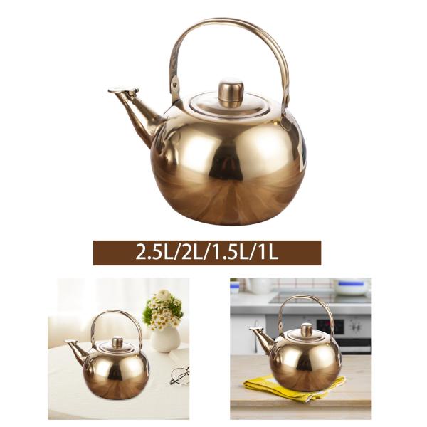 ステンレススチール製ティーポット ウォーターケトル キャンプ用 家庭用 茶葉 2.5L