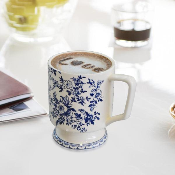 花柄マグカップ 斬新な花柄コーヒーマグ 420ml クリスマス 誕生日プレゼント コーヒー 紅茶 ドリンク用ティーマグ 大人用中国茶カップ