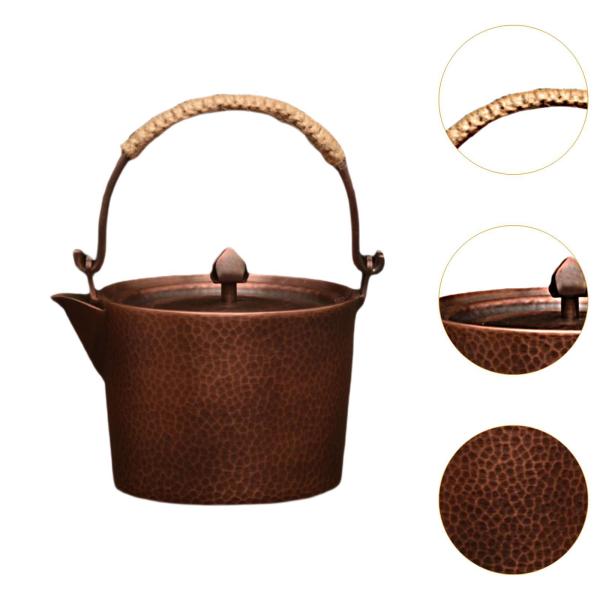 銅製ハンマー加工ティーポット ウォーターボイラー 水差し キャンプ 家庭用ティーハウス B に実用的