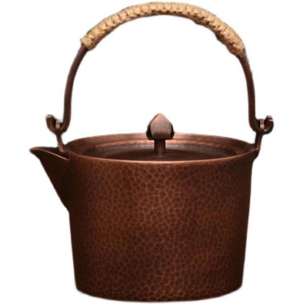 銅製ハンマー加工ティーポット ウォーターボイラー 水差し キャンプ 家庭用ティーハウス B に実用的