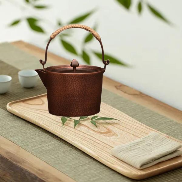 銅製ハンマー加工ティーポット ウォーターボイラー 水差し キャンプ 家庭用ティーハウス B に実用的