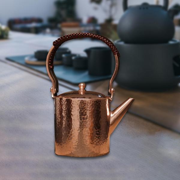 銅製ティーポット 600ml 断熱ハンドル付き ティーインフューザー コーヒーポット キャンプ用 スタイル B
