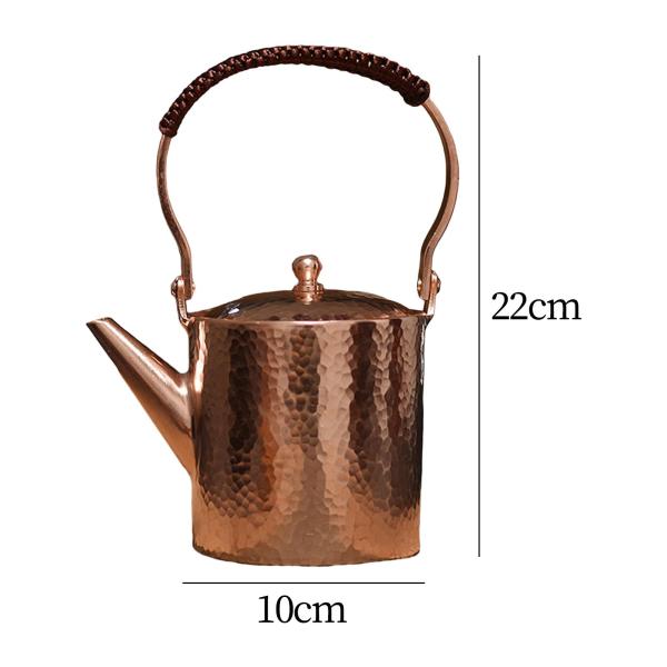 銅製ティーポット 600ml 断熱ハンドル付き ティーインフューザー コーヒーポット キャンプ用 スタイル B