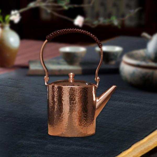 銅製ティーポット 600ml 断熱ハンドル付き ティーインフューザー コーヒーポット キャンプ用 スタイル B