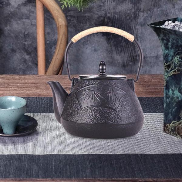 鋳鉄製ティーポット、800mlティーメーカーケトル、ストーブトップ用安全ウォーターケトル、火傷防止ハンドル付き、家庭用ティーケトル