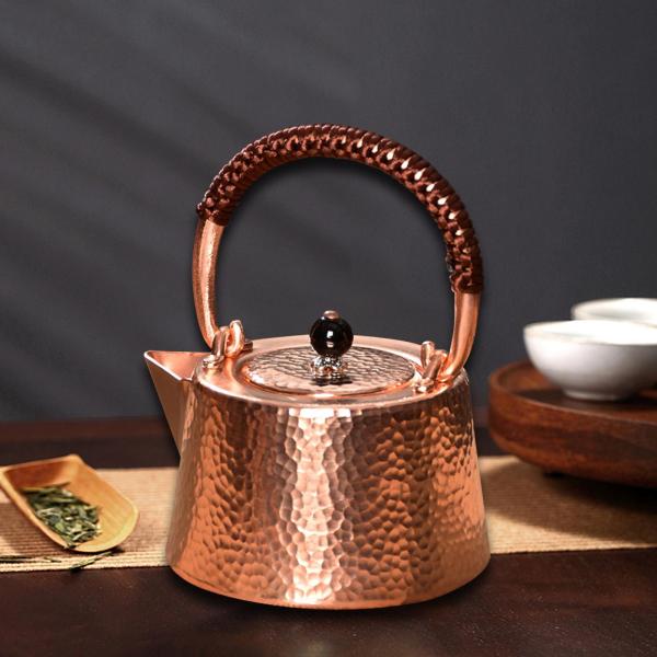 銅製ティーポット 350ml ハンドル付き カンフーティーポット キャンプ 家庭用 ピクニック スタイル B