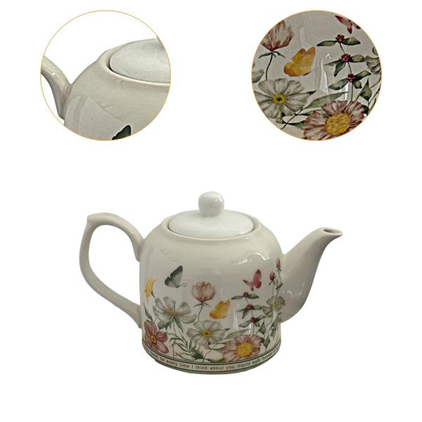 磁器ティーポット コーヒーポット 再利用可能 多機能 ハンドル付き 1L ティーケトル 温水 冷水 家庭 オフィス パーティー キッチン用