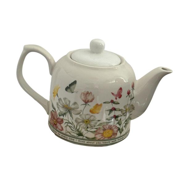 磁器ティーポット コーヒーポット 再利用可能 多機能 ハンドル付き 1L ティーケトル 温水 冷水 家庭 オフィス パーティー キッチン用