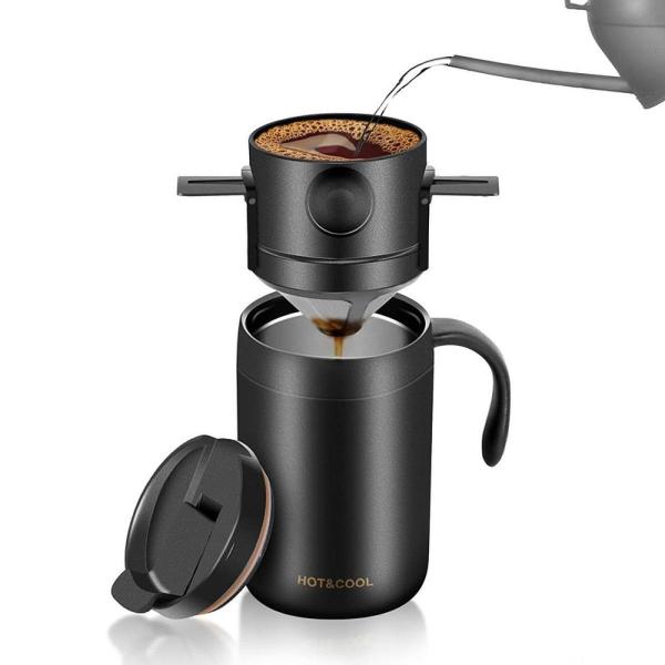キャンプ用コーヒーメーカーセット コーヒーカップ コーヒーカップ ステンレススチール 保温または保冷 ドリッパー付き キャンプ バックパッキング ピク