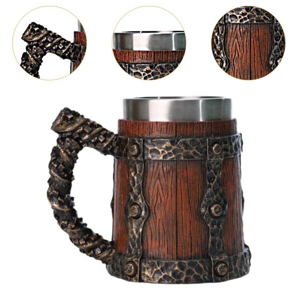木製樽デザイン コーヒーマグ ウォーターカップ 600ml 手作り木製樽ガラス お茶 寮 パーティー 誕生日 ギフト レストラン
