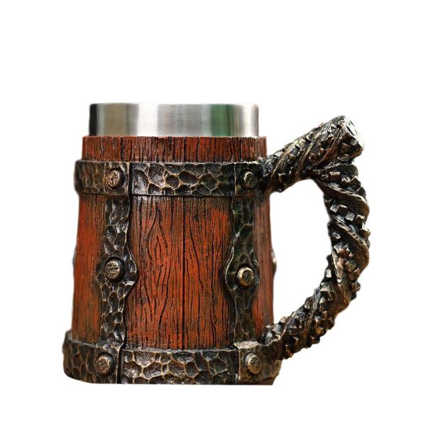 木製樽デザイン コーヒーマグ ウォーターカップ 600ml 手作り木製樽ガラス お茶 寮 パーティー 誕生日 ギフト レストラン