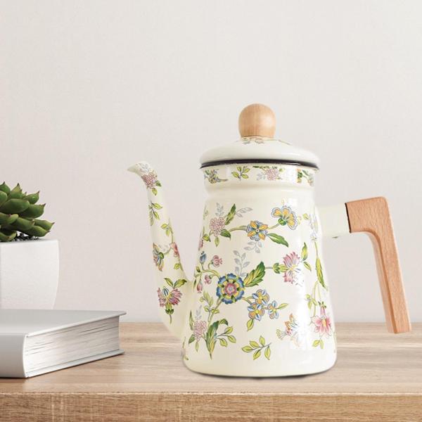 エナメルティーケトル ウォーターケトル エナメル キッチン コーヒー ヴィンテージデザイン 厚手コーヒーケトル 屋外装飾 エナメルコーヒーポット