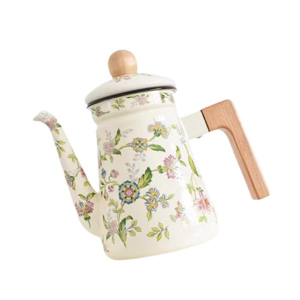 エナメルティーケトル ウォーターケトル エナメル キッチン コーヒー ヴィンテージデザイン 厚手コーヒーケトル 屋外装飾 エナメルコーヒーポット