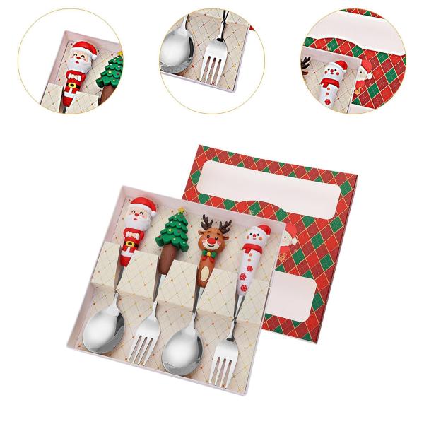 クリスマス スプーン フォーク セット クリスマス カトラリー キット 日常使い クリスマス デザート レッド ボックス