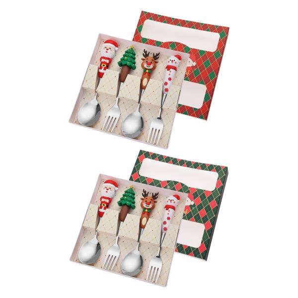 クリスマス スプーン フォーク セット クリスマス カトラリー キット 日常使い クリスマス デザート レッド ボックス