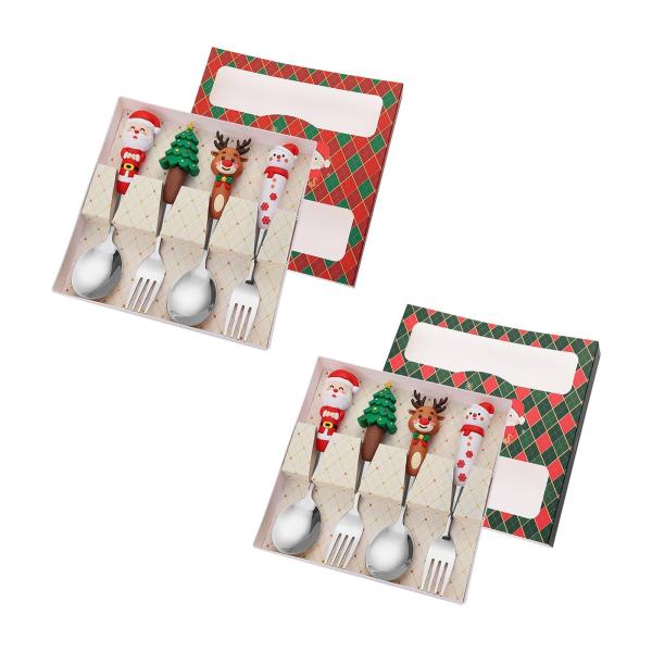 クリスマス スプーン フォーク セット クリスマス カトラリー キット 日常使い クリスマス デザート レッド ボックス
