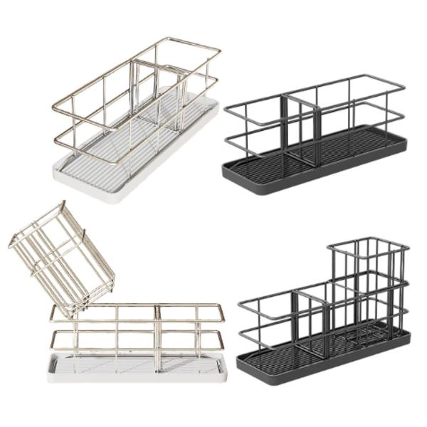 シンクスポンジホルダーブラシソープホルダーバスルームスポンジラック排水バスケットホワイトトレイ