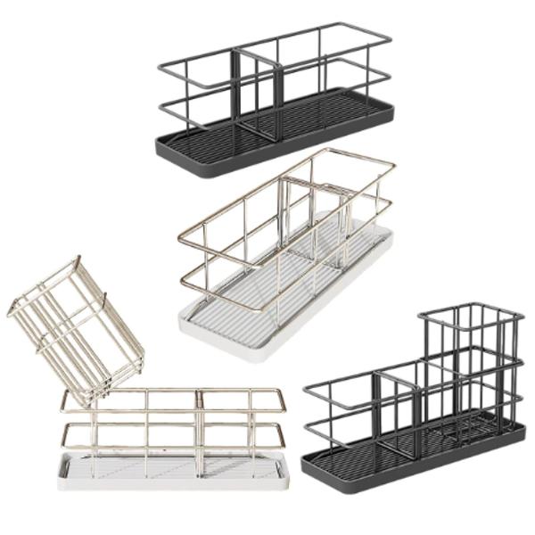 シンクスポンジホルダーブラシソープホルダーバスルームスポンジラック排水バスケットホワイトトレイ