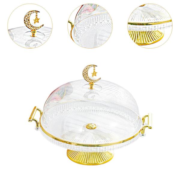 脚付きケーキスタンド 蓋付き 脚付きケーキプレート チーズケーキ クッキー デザート用 クリア M