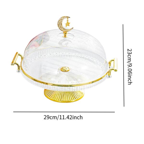 脚付きケーキスタンド 蓋付き 脚付きケーキプレート チーズケーキ クッキー デザート用 クリア M