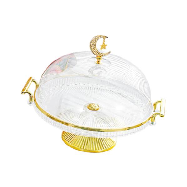 脚付きケーキスタンド 蓋付き 脚付きケーキプレート チーズケーキ クッキー デザート用 クリア M