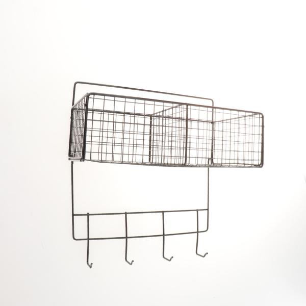 キッチン壁掛け収納バスケット 吊り下げフック付き 多目的 10x5インチ ブラック