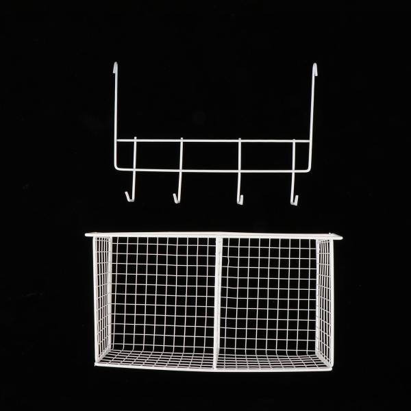 キッチン壁掛け収納バスケット 吊り下げフック付き 多目的 10x5インチ ホワイト