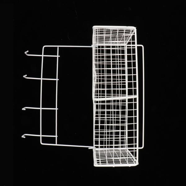 キッチン壁掛け収納バスケット 吊り下げフック付き 多目的 10x5インチ ホワイト