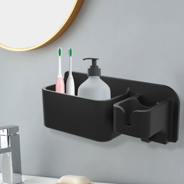 ヘアドライヤーラック バスルームアクセサリー シリコン製トイレオーガナイザー 家庭用 ブラック
