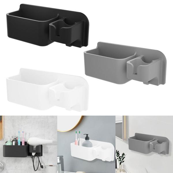 ヘアドライヤーラック バスルームアクセサリー シリコン製トイレオーガナイザー 家庭用 ブラック