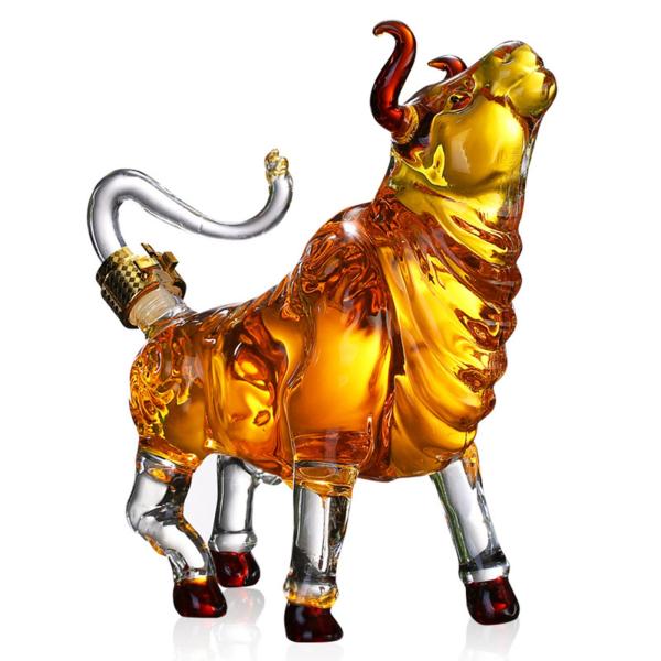動物の雄牛のワインデカンタ ガラス液体デカンタディスペンサー 家族新築祝い アイスティージュース 密閉蓋付き ホームワインエアレーター