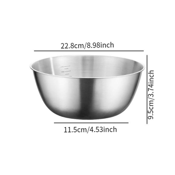 ステンレススチール製洗面器 家庭用ミキシングボウル 食品保存 ベーキング 調理用 22cm