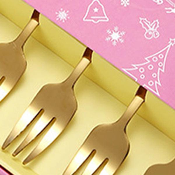 クリスマス フォーク セット 6 個セット クリスマス ホリデー レストラン用 フラットウェア カトラリー セット ゴールド