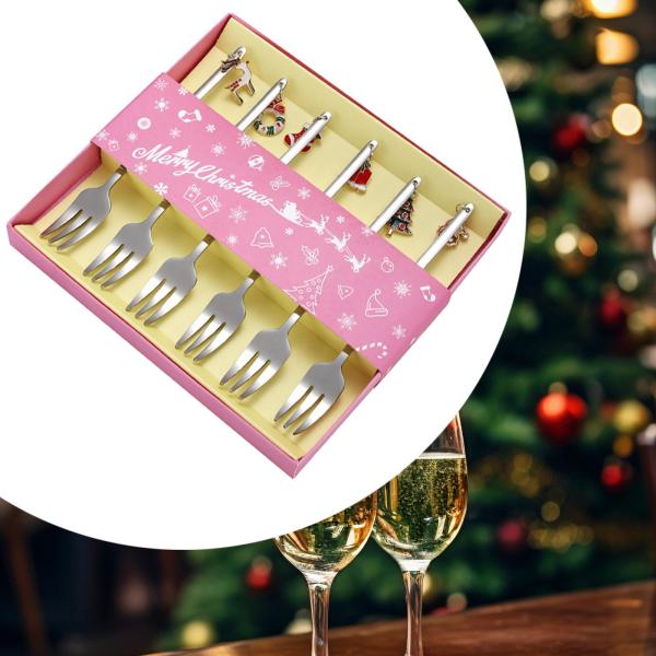 クリスマス フォーク セット 6 個セット クリスマス ホリデー レストラン用 フラットウェア カトラリー セット シルバー