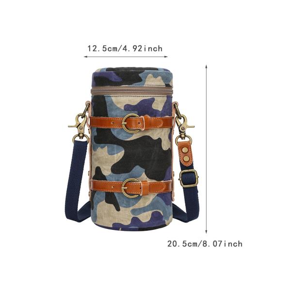 カメラレンズキャリーバッグ シリンダー プロフェッショナルポーチバッグ 旅行 アウトドア用 マルチブルー