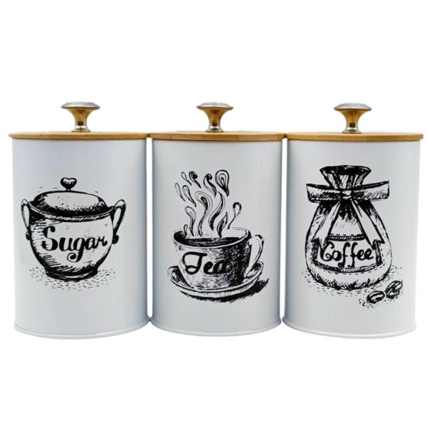 ３セット　キャニスター　珈琲、紅茶、お砂糖 3個セット コーヒー 紅茶 砂糖入れ キッチンキャニスター カウンター