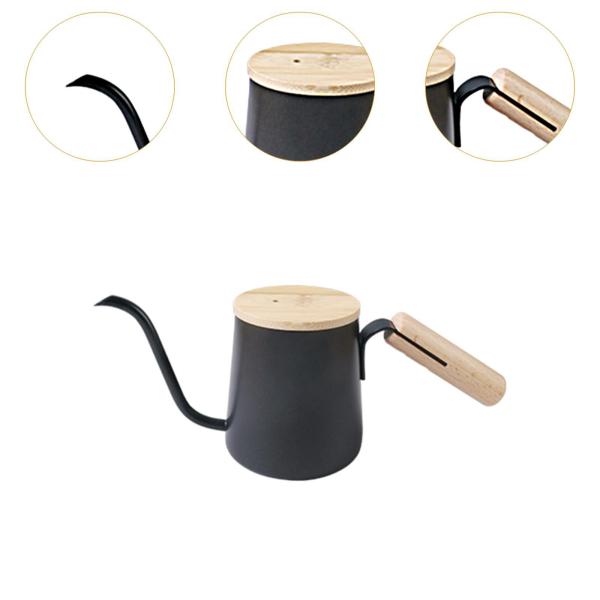 ポアオーバーコーヒーケトル 250ml 小型グースネックケトル 家庭用 キッチン ピクニック用 ブラック