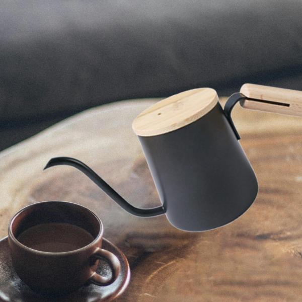 ポアオーバーコーヒーケトル 250ml 小型グースネックケトル 家庭用 キッチン ピクニック用 ブラック