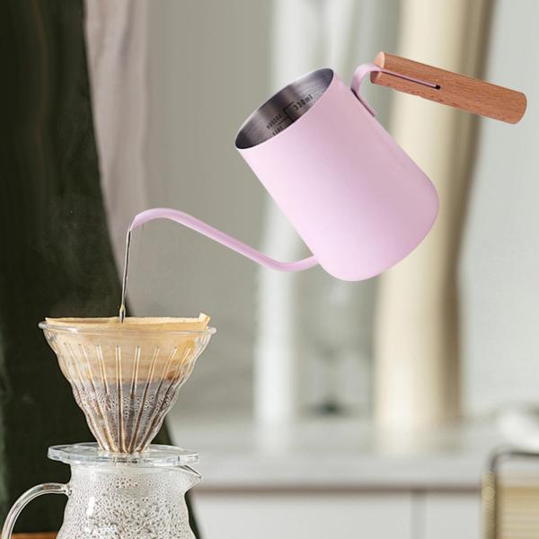 注ぎ口付きケトル ステンレス 注ぎ口付きティーポット キッチン キャンプ カフェ用 ピンク