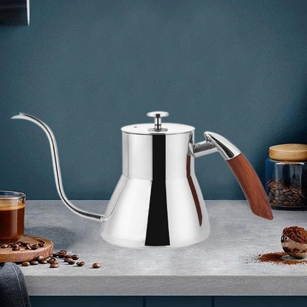 注ぎ口付きケトルコーヒーティーポットロンググースネック注ぎ口、800ml、ドリップコーヒーケトルキャンプコーヒーポット沸騰水用ホームギフト