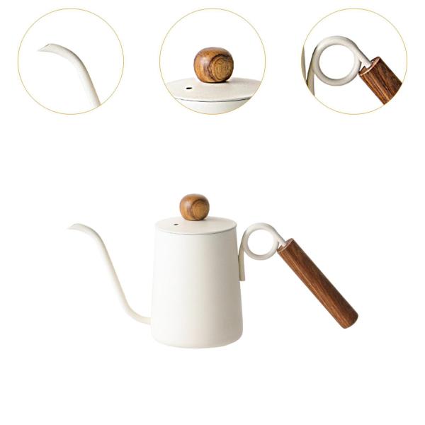 グースネックケトル ポアオーバーコーヒーケトル 350ml ドリップコーヒーポット 家庭用 ホワイト