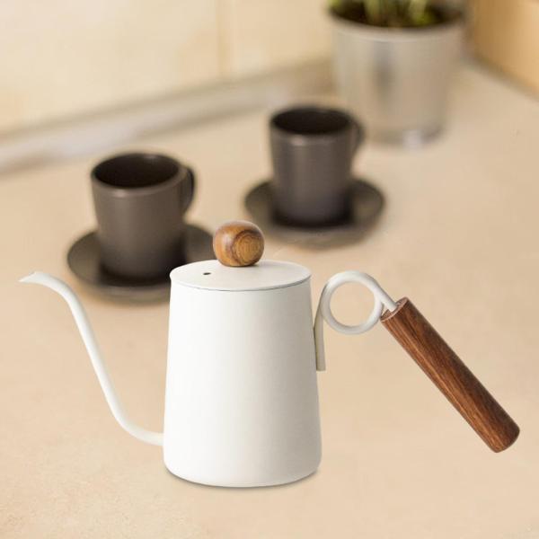 グースネックケトル ポアオーバーコーヒーケトル 350ml ドリップコーヒーポット 家庭用 ホワイト