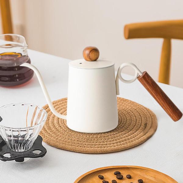 グースネックケトル ポアオーバーコーヒーケトル 350ml ドリップコーヒーポット 家庭用 ホワイト