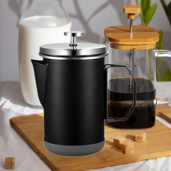 フレンチプレスコーヒーポット 1000ml フィルター付き キッチン コーヒー バー キャンプ用 ブラック